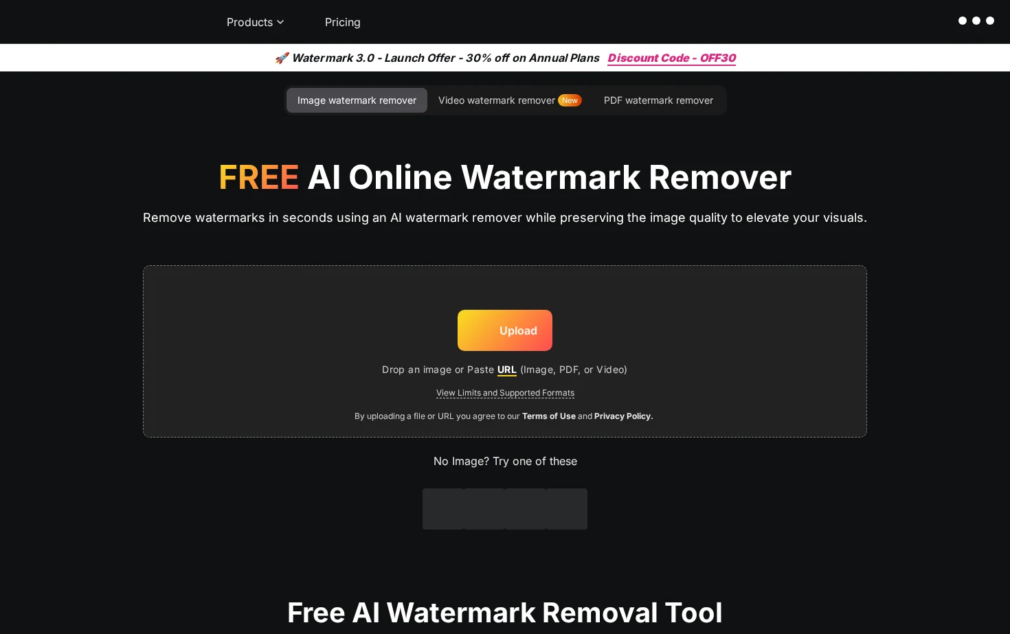 Watermarkremover.io 页面快照